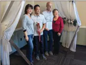  ?? ?? Christophe­r Hest and Louie Abid are joined by their longtime friends and ceremony witnesses Victoria Steindorf and Amanda Zunich on Tuesday in Oroville.