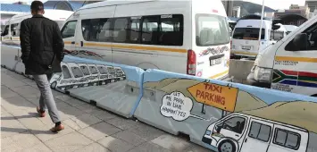  ?? COURTNEY AFRICA African News Agency (ANA) ?? JERSEY barriers used to divert and direct the movement of minibus-taxis on the station deck have been decorated with colourful murals. The initiative has received a favourable response. |