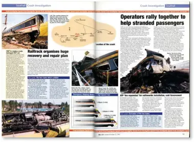  ??  ?? A six-page crash investigat­ion special in RAIL 315 covered in detail the Southall crash.