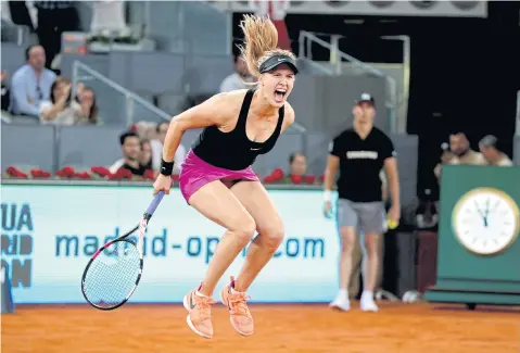  ?? EPA ?? Eugenie Bouchard reacts after defeating Maria Sharapova.