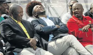  ?? /SANDILE NDLOVU ?? Cope leader Mosiuoa Lekota, DA leader Mmusi Maimane and UDM leader Bantu Holomisa at the Freedom Day rally organised by the newlyforme­d Freedom Movement in Pretoria.