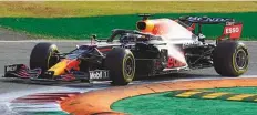  ?? AP ?? ■ Red Bull’s Max Verstappen steers his car on his way to take second place during the Sprint Race at the Monza racetrack.