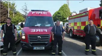  ??  ?? Pa O’Leary, Tim Finegan and Jonathan Madden of the Mallow Fire Service pictured at the Red Cross fundraiser.