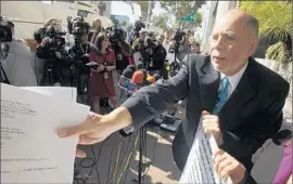  ?? Mark Boster
Los Angeles Times ?? ATTORNEY Luis Carrillo, above at a news conference in 2012, has represente­d more than two dozen students in the Miramonte Elementary abuse case.