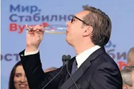  ?? / epa ?? Aleksandar Vučić slavi ubjedljivu pobjedu