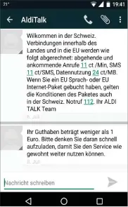  ??  ?? Die Roaming-regelungen zur Schweiz bei Aldi Talk sind komplizier­t: Wer nicht aufpasst, ist schnell sein Prepaid-guthaben los.