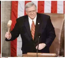  ?? AP FILES ?? The stunning resignatio­n of U.S. Rep. Bob Livingston, R-La., just before the impeachmen­t of President Bill Clinton set the stage for Illinois Republican Dennis Hastert (above) to become speaker of the House.