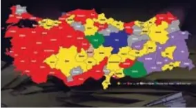  ?? ?? In red: the main opposition party CHP; yellow AKP
