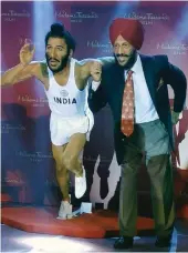  ?? — AP ?? Athlete Milkha Singh unveils his wax statue at a function in Chandigarh on Tuesday.