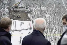  ?? ANDREW HARNIK — THE ASSOCIATED PRESS ?? President Joe Biden on Friday visits the site where the Fern Hollow Bridge collapsed in Pittsburgh’s East End.