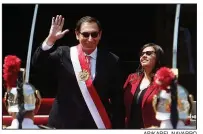  ?? AP/KAREL NAVARRO ?? Peru’s new president, Martin Vizcarra, accompanie­d by his wife Maribel Diaz, arrives Friday at the House of Pizarro, the presidenti­al residence and workplace, in Lima.