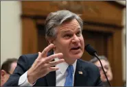  ?? (AP/Alex Brandon) ?? FBI Director Chris Wray told lawmakers Wednesday that Russian efforts to interfere in the election through disinforma­tion have not tapered off since 2016.
