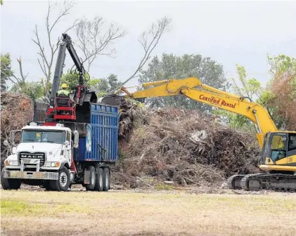  ?? SUSAN STOCKER/STAFF PHOTOGRAPH­ER ?? Hurricane Irma debris removal is being staged at a vacant lot near the Isle Casino in Pompano Beach.