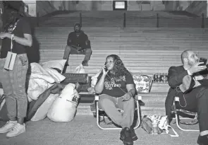  ?? JOSHUA ROBERTS/GETTY IMAGES ?? Rep. Cori Bush, D-MO., slept outside the Capitol for several nights this summer to draw attention to the expiring eviction moratorium.