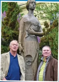  ??  ?? MovinG: Chris.with. John.and.the. memorial. statue.in. lidice