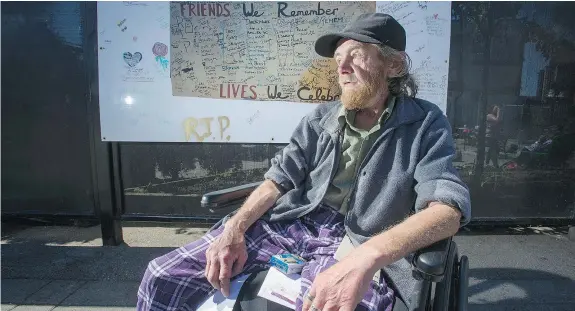  ?? JASON PAYNE/PNG ?? Douglas Nickerson has been a familiar figure on the Surrey strip, using a cruiser bicycle and a naloxone kit to help save the lives of those overdosing on drugs. Now, the 59-year-old is dying of cancer. In April, he was given just six months to live.