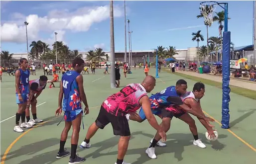  ?? Photo: Suva Netball Associatio­n ?? Action from the Alumni and Tagimoucia match during the NEWWORLD IGA Suva Netball Associatio­n club games at the National Netball Centre on May 6, 2023.