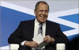  ?? GREGORIO BORGIA — THE ASSOCIATED PRESS ?? Russian Foreign Minister Sergey Lavrov speaks at the Mediterran­ean Dialogues conference in Rome.