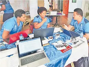  ?? Picture: FASANOC ?? Makelesi Bulikiobo, left, and Makarita Lenoa join in a discussion during the workshop.