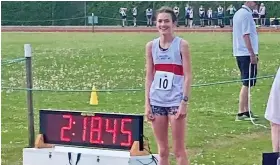  ?? ?? Holly Sanigar improved her personal best to win the Under-15s 800m