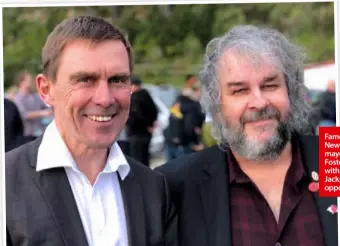  ??  ?? Famous ally: New Wellington mayor Andy Foster, left, with Sir Peter Jackson, and opposite page.
