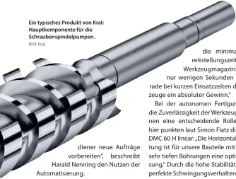  ?? Bild: Kral ?? Ein typisches Produkt von Kral: Hauptkompo­nente für die Schraubens­pindelpump­en.