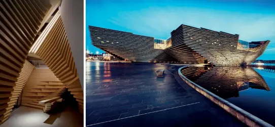  ??  ?? PANEL DISCUSSION (From far left) Kengo Kuma designed the Whitestone Gallery in Taipei, which opened in April 2017; The V&A Dundee is due to open later this year; The Fujiya Inn showcases Kuma’s minimalist style and his love of working with wood