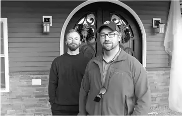  ??  ?? Shupp, left, and Denkers, right, outside their Coyote Hole Ciderworks in Mineral, Virginia, which is under constructi­on and slated to open in April 2017. Coyote Hole Ciderworks will produce premium, all natural hard cider made from 100 per cent...