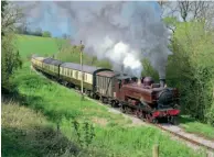  ?? KEITH MARSHALL ?? The South Devon Railway agreed to send London Transportl­iveried pannier No. L92 (5786) to the East Somerset Railway in exchange for borrowing No. 4555 for the gala. In what was the first run by a pannier at the EST since 2007, No. L92 is seen near Mendip Vale station on April 30.