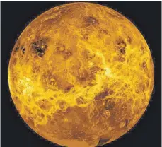  ?? FOTO: JPL/NASA/DPA ?? Die Forscher hatten über der Venus Spuren von Phosphinga­s entdeckt, ein Hinweis auf mögliches Leben.