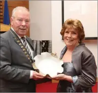  ??  ?? Dymphna Gorman is awarded Year of Volunteeri­ng Award