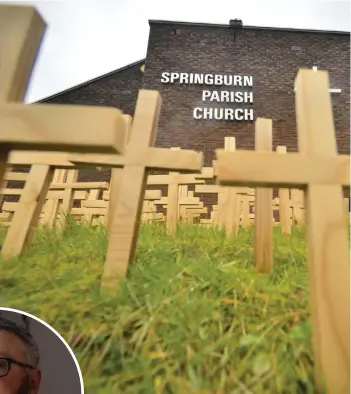  ?? ?? Springburn Parish Church minister Brian Casey will lead a silent walk