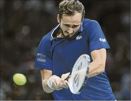  ?? FOTO: GETTY ?? Daniil Medvedev, vigente campeón del Masters 1000 ATP de París. Pasó a cuartos de la presente edición remontando a Korda