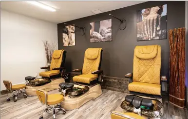  ?? SUBMITTED ?? State-of-the-art pedicure stations offer clients the opportunit­y for a relaxed experience at Zenergy Nails.