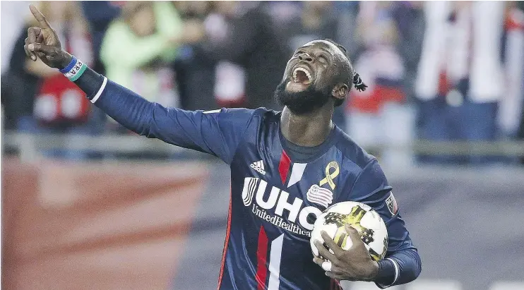  ?? — CP FILES ?? New Whitecaps striker Kei Kamara is coming off two so-so seasons with New England after scoring 26 times in the regular season and playoffs in 2015 for Columbus.