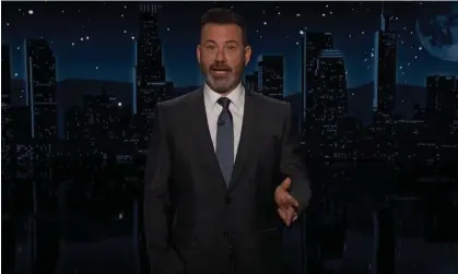  ?? Photograph: YouTube ?? Jimmy Kimmel: ‘How much do you think [Trump] even knows about Israel? He probably thinks the capital of Israel is baba ghanoush. ‘