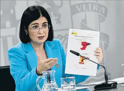  ?? JESÚS HELLÍN / EP ?? La ministra demana prudència: cinc comunitats, a més de Melilla, continuen en alerta màxima