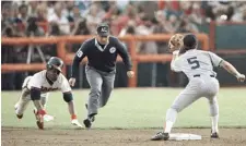  ?? AP FIle ?? BAD CALL: Ten years after umpire Richie Garcia, seen above in 1986, was fired by Major League Baseball, he wants to set the record straight: He did not get fired for trying to evaluate his son-in-law, then a minor league umpire. Garcia thinks baseball’s top executives just wanted him out.