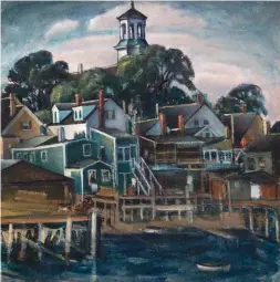  ??  ?? Nancy Maybin Ferguson (1872-1967), Provinceto­wn Waterfront, ca. 1930s. Oil on board. Collection of the Cahoon Museum of American Art. Gift of David and Carol Giller, William and Rosa Babcock, Stuart Rapp, John and Dottie Remondi, Gretchen Reilly, and Barry and Tayor Joyce. 2019.3.