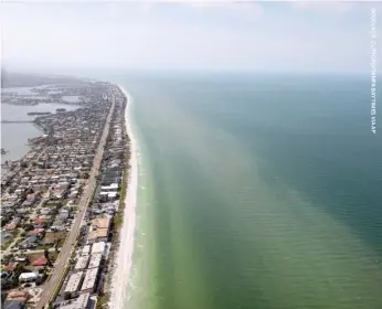  ?? ?? Red tide is observed Friday near Pinellas County beaches off Redington Beach, Florida.