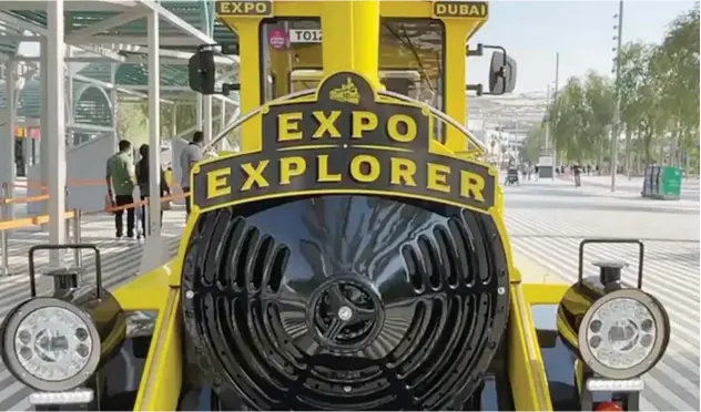  ?? Kamal Kassim/ Gulf Today ?? ↑
The Expo Explorer train waits for passengers at Expo 2020 Dubai.