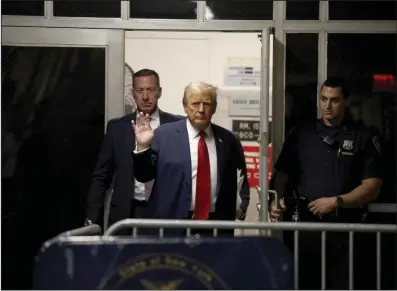  ?? (AP/The New York Times/Jefferson Siegel) ?? Former President Donald Trump returns to Manhattan criminal court Thursday after a break from his trial in New York.