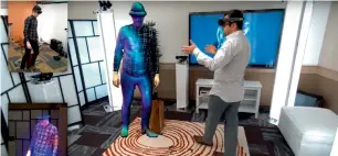  ??  ?? A screen grab of the HoloPortat­ion technology shows how it helps users to teleport themselves.