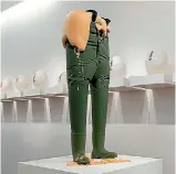  ??  ?? David Shrigley’s Cheers - a pair of decapitate­d legs oozing foam - is funny, awkward and uncomforta­ble all at once.