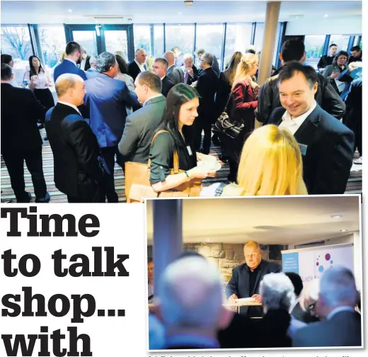  ?? A Skelmersda­le Ambassador­s Network meeting, top, and, above, West Lancashire council leader Ian Moran addressing guests ??