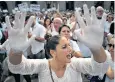  ??  ?? ‘Let’s talk’ marchers in Barcelona yesterday