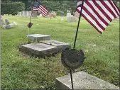  ?? SUBMITTED PHOTO — COURTESY OF BILL HENNING ?? A marker above the grave of a Korean War veteran buried in the Lansdale Cemetery on Tuesday; similar markers have been reported missing from the cemetery.