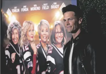  ?? AP PHOTO/CHRIS PIZZELLO ?? NFL quarterbac­k Tom Brady, a cast member and producer of “80 for Brady,” poses at the premiere of the film on Tuesday at the Regency Village Theatre in Los Angeles.