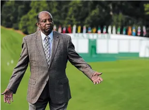  ?? CHRIS CARLSON THE ASSOCIATED PRESS ?? Lee Elder, the first Black man to compete in the Masters Tournament 45 years ago, will be honoured by Augusta National Golf Club with two establishm­ent scholarshi­ps in his name and inviting him to be an honorary starter for the 2021 Masters.