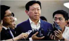  ??  ?? File picture of Shin surrounded by reporters as he makes his way upon his arrival at Gimpo Airport, Seoul, in July this year.